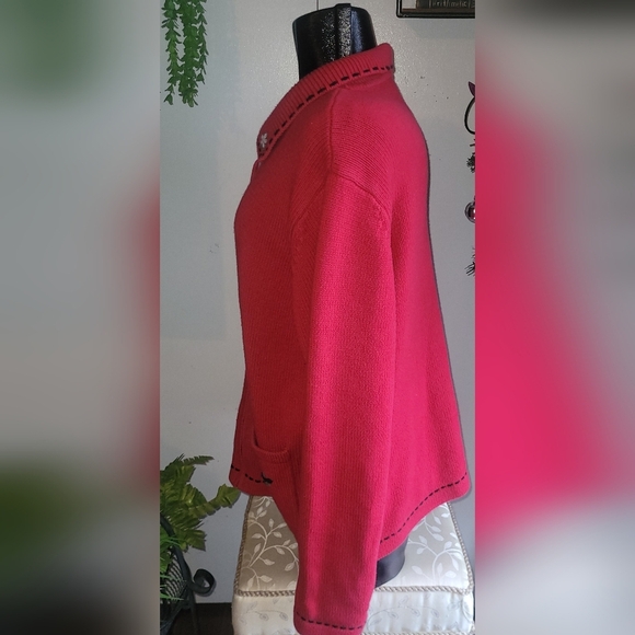 Northern Reflections Red Embroidered Sweater Cardigan XL - Picture 5 of 8